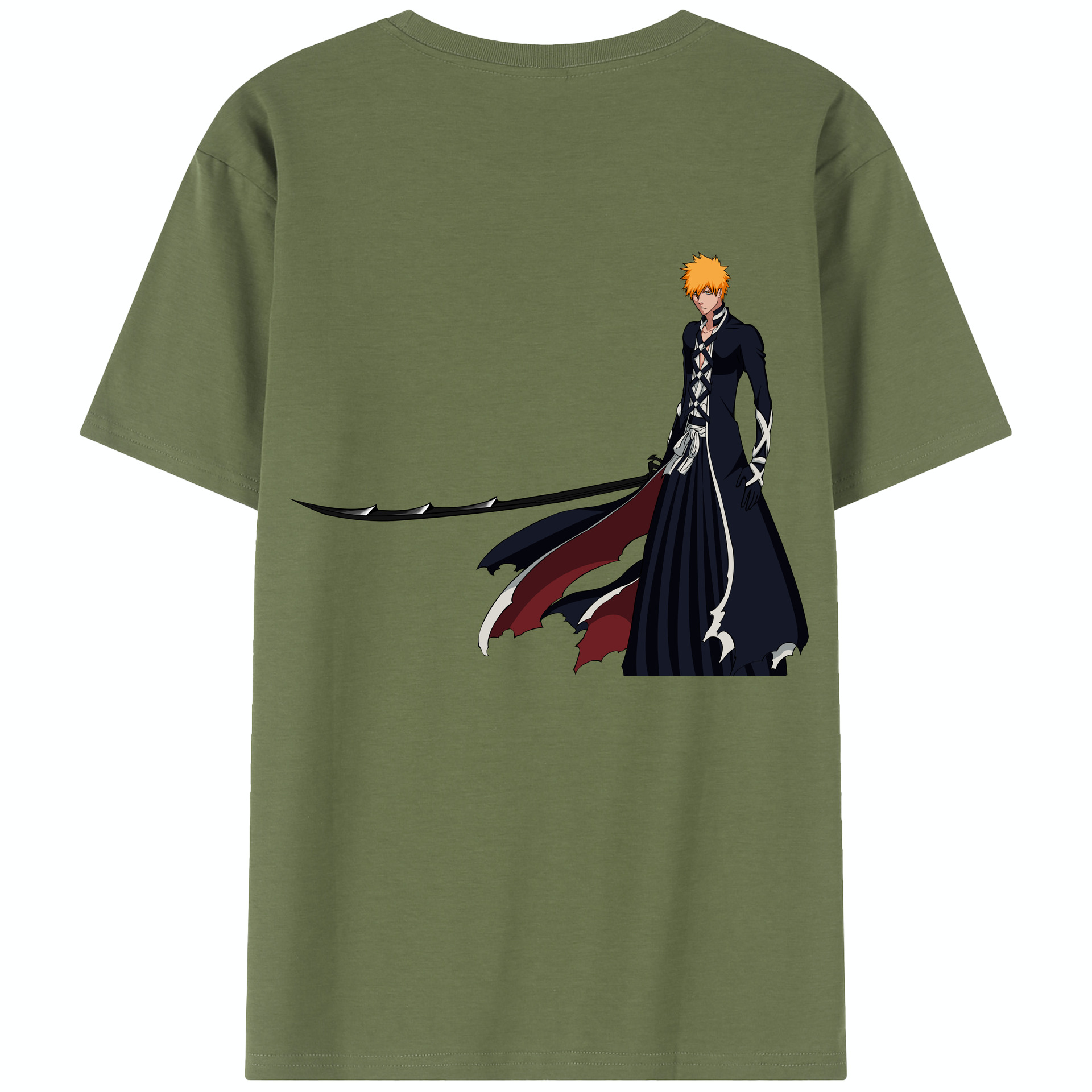 （画像用） ブリーチ 黒崎一護（くろさき いちご）BLEACH Kurosaki Ichigo 綿100％半袖Tシャツ（背面プリント）